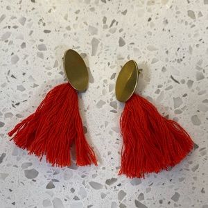 Madewell orange and gold tassel earrings